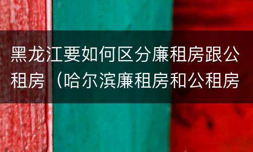 黑龙江要如何区分廉租房跟公租房（哈尔滨廉租房和公租房有什么区别）