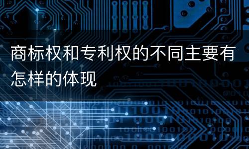 商标权和专利权的不同主要有怎样的体现