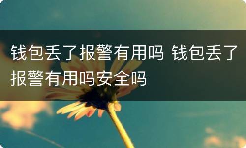 钱包丢了报警有用吗 钱包丢了报警有用吗安全吗