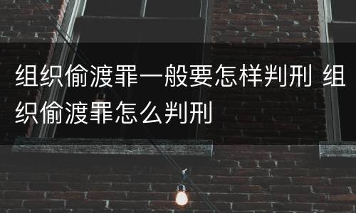 组织偷渡罪一般要怎样判刑 组织偷渡罪怎么判刑