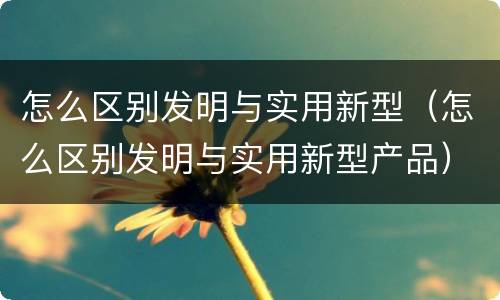 怎么区别发明与实用新型（怎么区别发明与实用新型产品）