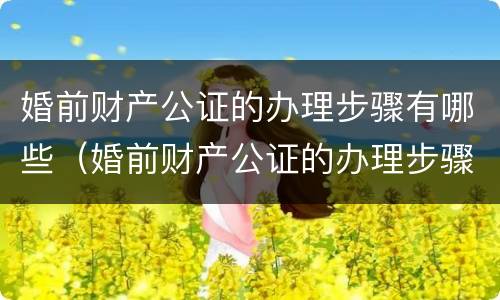 婚前财产公证的办理步骤有哪些（婚前财产公证的办理步骤有哪些内容）