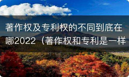 著作权及专利权的不同到底在哪2022（著作权和专利是一样的吗）