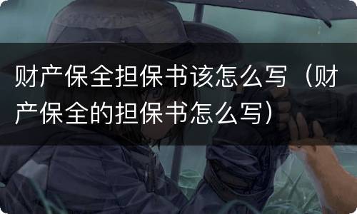 财产保全担保书该怎么写（财产保全的担保书怎么写）