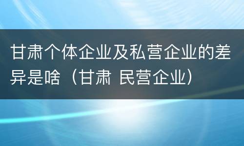 甘肃个体企业及私营企业的差异是啥（甘肃 民营企业）