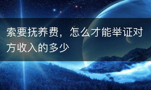索要抚养费，怎么才能举证对方收入的多少