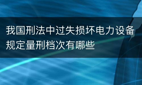 我国刑法中过失损坏电力设备规定量刑档次有哪些