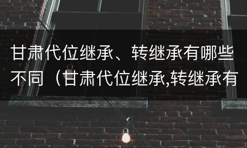 甘肃代位继承、转继承有哪些不同（甘肃代位继承,转继承有哪些不同地方）