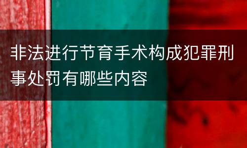非法进行节育手术构成犯罪刑事处罚有哪些内容