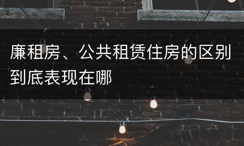 廉租房、公共租赁住房的区别到底表现在哪