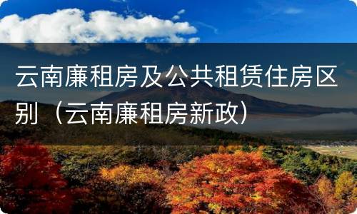 云南廉租房及公共租赁住房区别（云南廉租房新政）