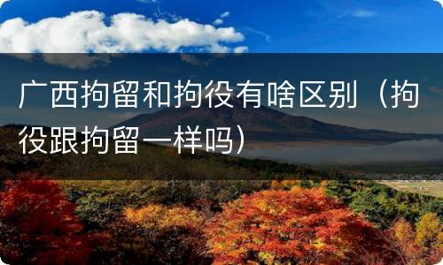广西拘留和拘役有啥区别（拘役跟拘留一样吗）