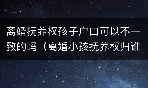 离婚抚养权孩子户口可以不一致的吗（离婚小孩抚养权归谁,户口就一定归谁吗）