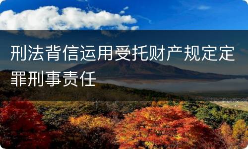 刑法背信运用受托财产规定定罪刑事责任