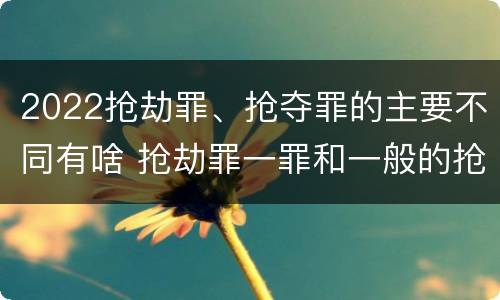 2022抢劫罪、抢夺罪的主要不同有啥 抢劫罪一罪和一般的抢劫罪