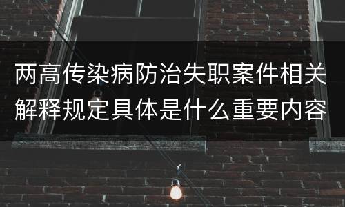 两高传染病防治失职案件相关解释规定具体是什么重要内容
