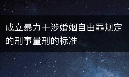 成立暴力干涉婚姻自由罪规定的刑事量刑的标准
