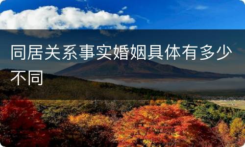 同居关系事实婚姻具体有多少不同