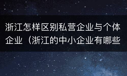 浙江怎样区别私营企业与个体企业（浙江的中小企业有哪些）