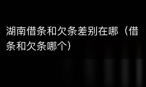 湖南借条和欠条差别在哪（借条和欠条哪个）