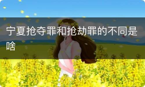 宁夏抢夺罪和抢劫罪的不同是啥
