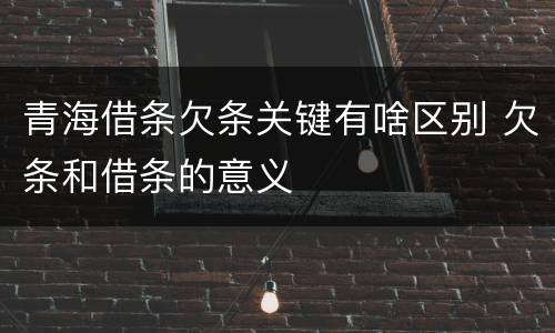青海借条欠条关键有啥区别 欠条和借条的意义