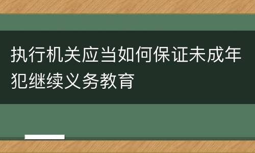 执行机关应当如何保证未成年犯继续义务教育