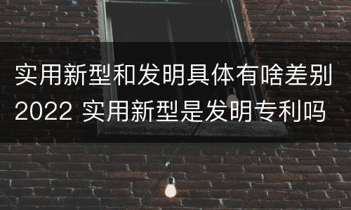 实用新型和发明具体有啥差别2022 实用新型是发明专利吗