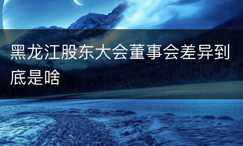 黑龙江股东大会董事会差异到底是啥