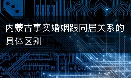 内蒙古事实婚姻跟同居关系的具体区别