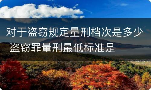 对于盗窃规定量刑档次是多少 盗窃罪量刑最低标准是