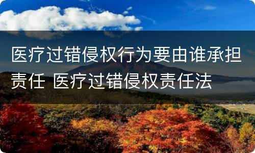 医疗过错侵权行为要由谁承担责任 医疗过错侵权责任法