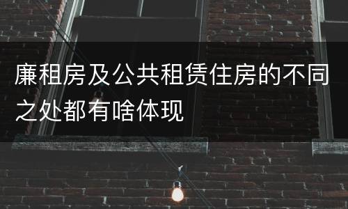 廉租房及公共租赁住房的不同之处都有啥体现