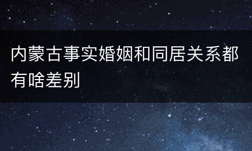 内蒙古事实婚姻和同居关系都有啥差别
