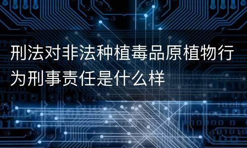 刑法对非法种植毒品原植物行为刑事责任是什么样