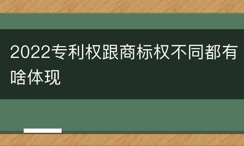 2022专利权跟商标权不同都有啥体现