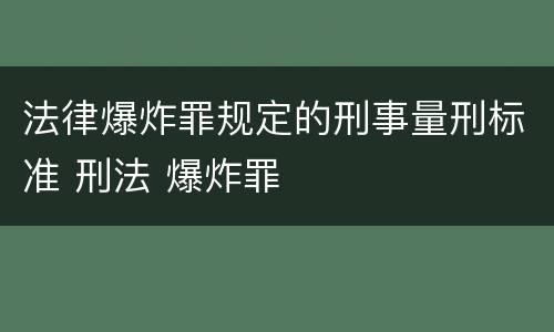 法律爆炸罪规定的刑事量刑标准 刑法 爆炸罪