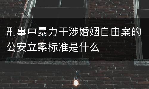 刑事中暴力干涉婚姻自由案的公安立案标准是什么