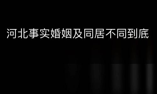 河北事实婚姻及同居不同到底