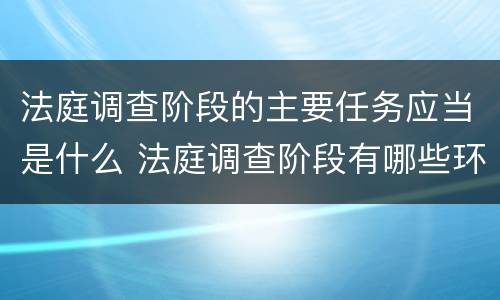 法庭调查阶段的主要任务应当是什么 法庭调查阶段有哪些环节