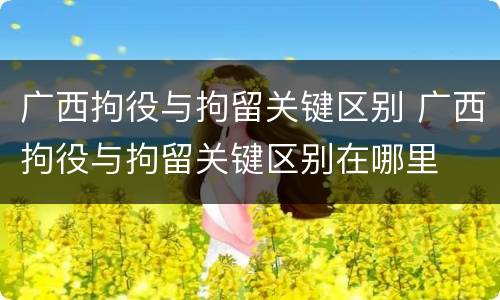 广西拘役与拘留关键区别 广西拘役与拘留关键区别在哪里