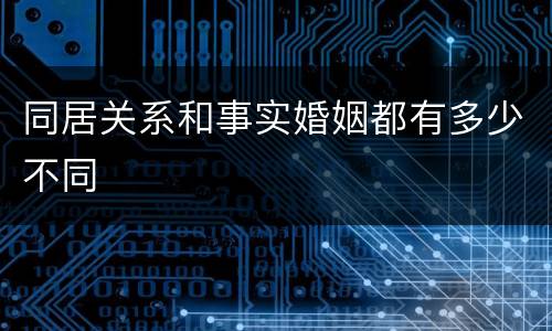 同居关系和事实婚姻都有多少不同