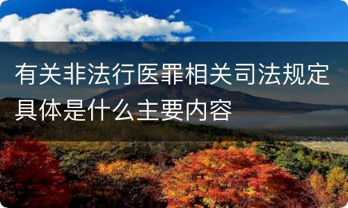 有关非法行医罪相关司法规定具体是什么主要内容