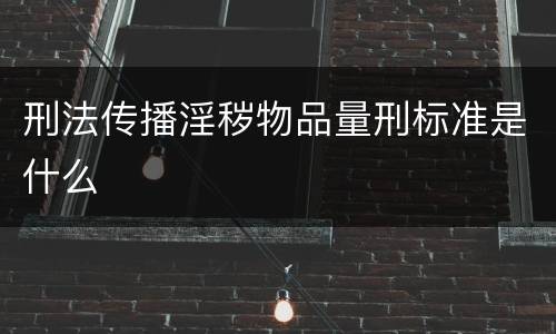 刑法传播淫秽物品量刑标准是什么