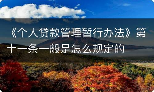 《个人贷款管理暂行办法》第十一条一般是怎么规定的