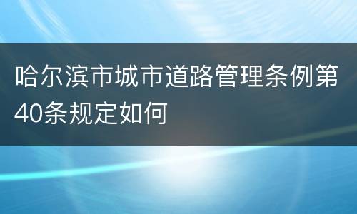 哈尔滨市城市道路管理条例第40条规定如何