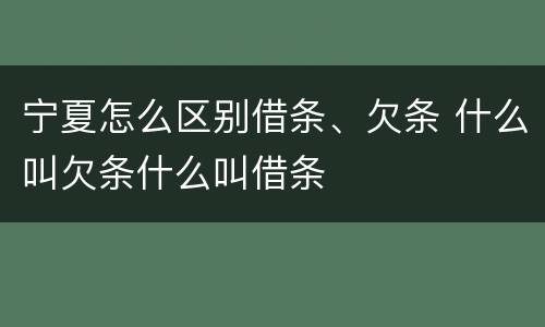 宁夏怎么区别借条、欠条 什么叫欠条什么叫借条