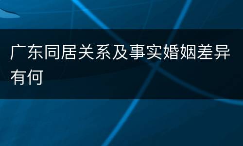 广东同居关系及事实婚姻差异有何