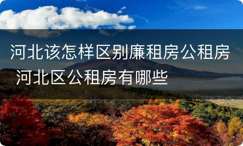 河北该怎样区别廉租房公租房 河北区公租房有哪些