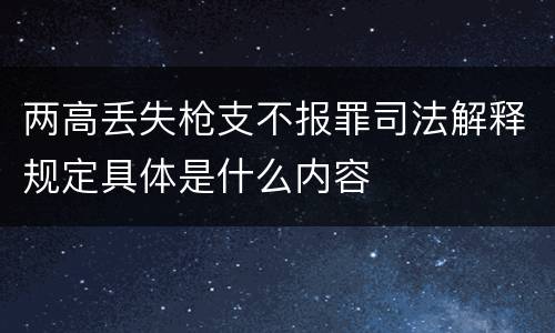 两高丢失枪支不报罪司法解释规定具体是什么内容